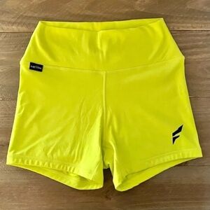 Flag Nor Fail FNF Neon Yellow Logo Compression Spandex Workout Dance Shorts NWOT